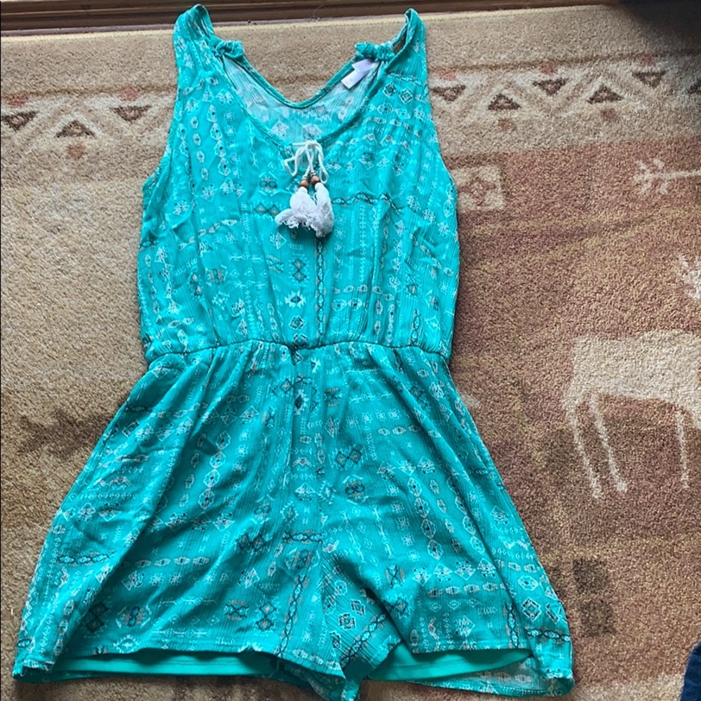 Teal Bohemian Romper